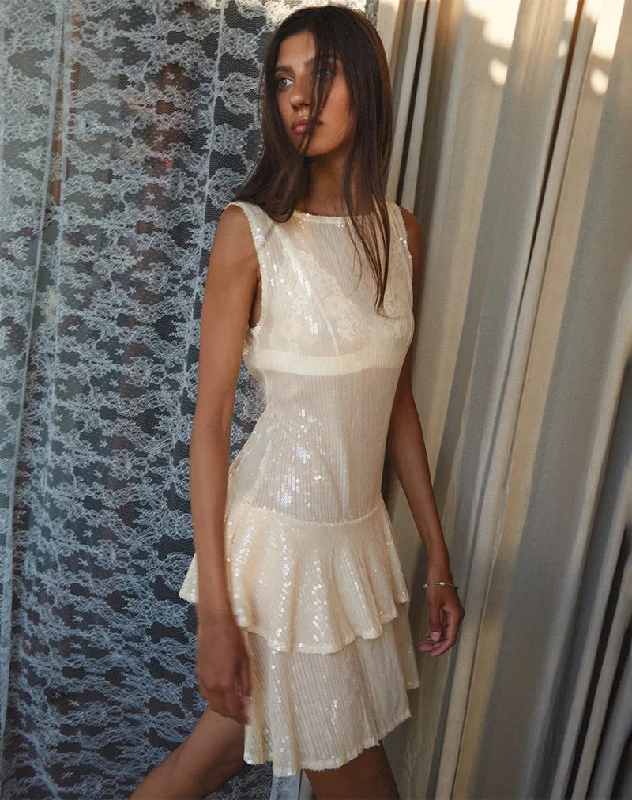 Velvet mini dresses for autumn weddings Turtoise Mini Dress in Nude Clear Tinted Disc