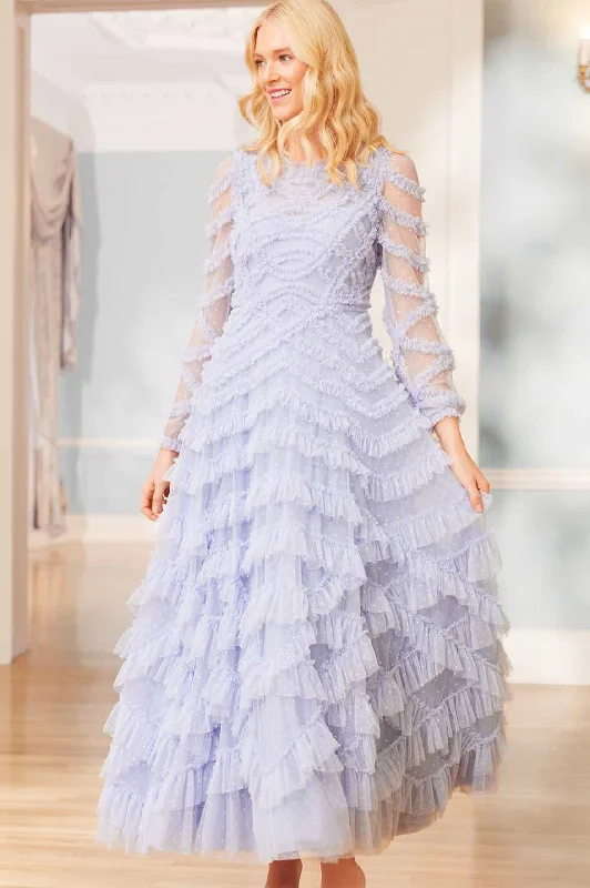 High - low midi dresses with geometric patterns for a modern party Lana Round Neck Gown High - low midi dresses with geometric patterns for a modern party Lana Round Neck Gown