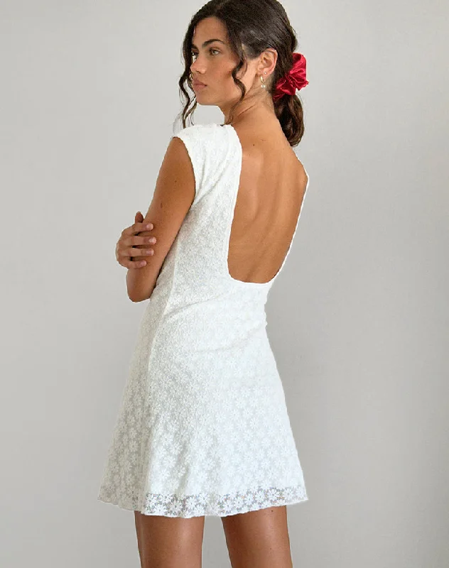 Mini dresses with pocket details for added functionality Ambu Mini Dress in Floral Lace Ivory