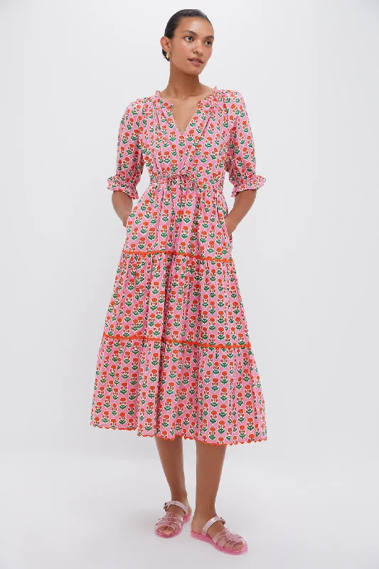 Sheath midi dresses with beaded embellishments for a formal occasion Marigold Buta Calypso Dress