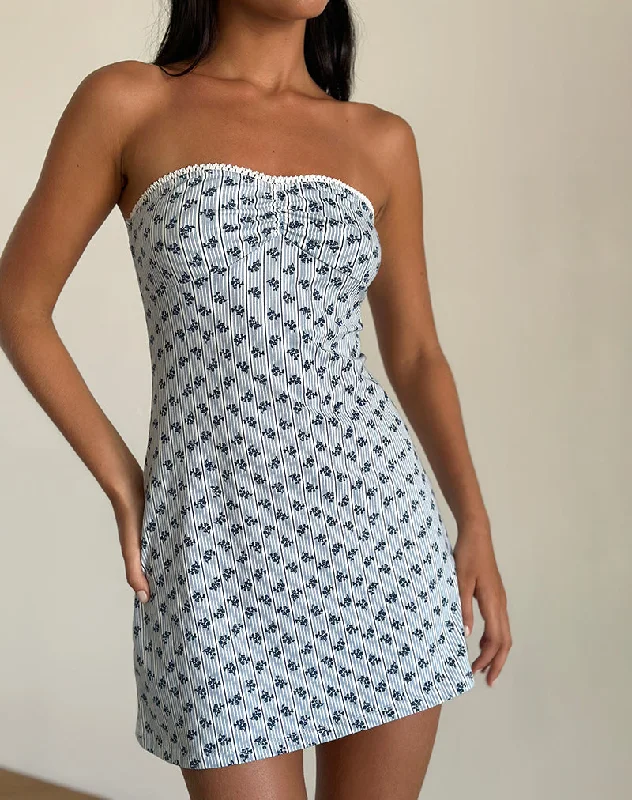 Mini dresses with abstract prints for an artistic look Javaya Bandeau Mini Dress in Floral Stripe