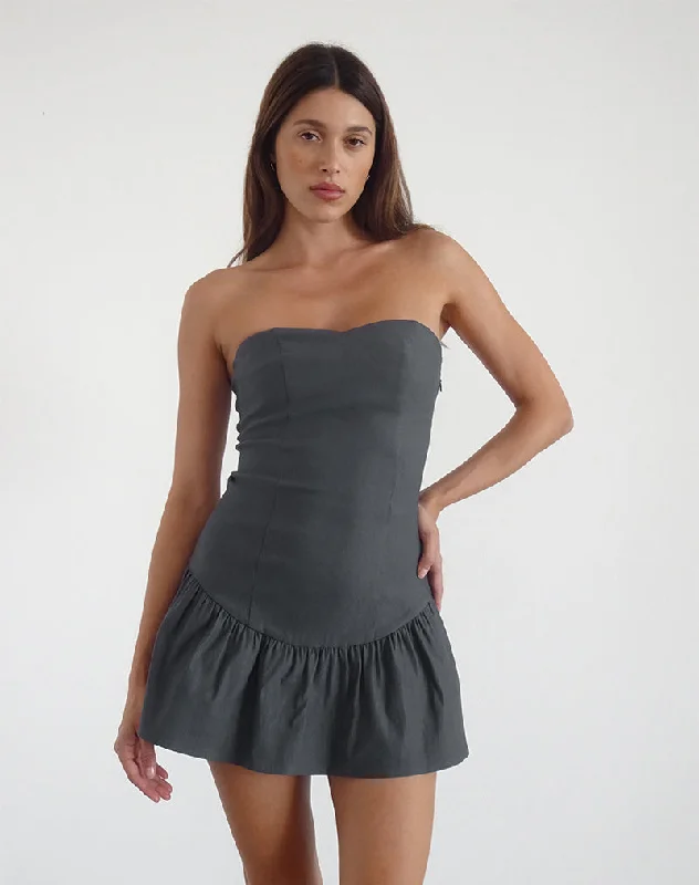Mini dresses with pocket details for added functionality Sabina Bandeau Mini Dress in Charcoal Grey