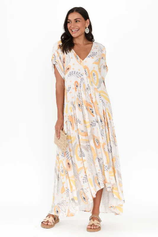 Midi dresses with geometric cutouts for a contemporary and edgy look White Fruity Peak Maxi Dress Midi dresses with geometric cutouts for a contemporary and edgy look White Fruity Peak Maxi Dress