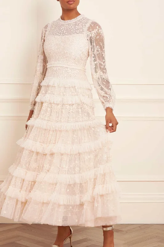 Midi dresses with cold - shoulder cutouts for a trendy style Blossom Lace Ankle Gown Midi dresses with cold - shoulder cutouts for a trendy style Blossom Lace Ankle Gown