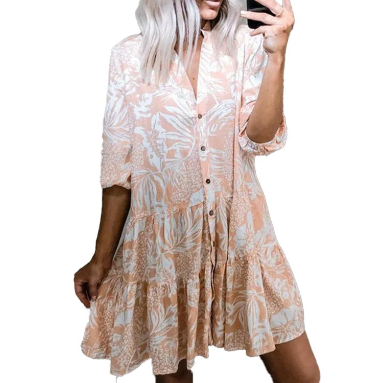 Mini dresses with tiered skirts for added volume Fleur Satin Paisley Button Down Shirt Dress