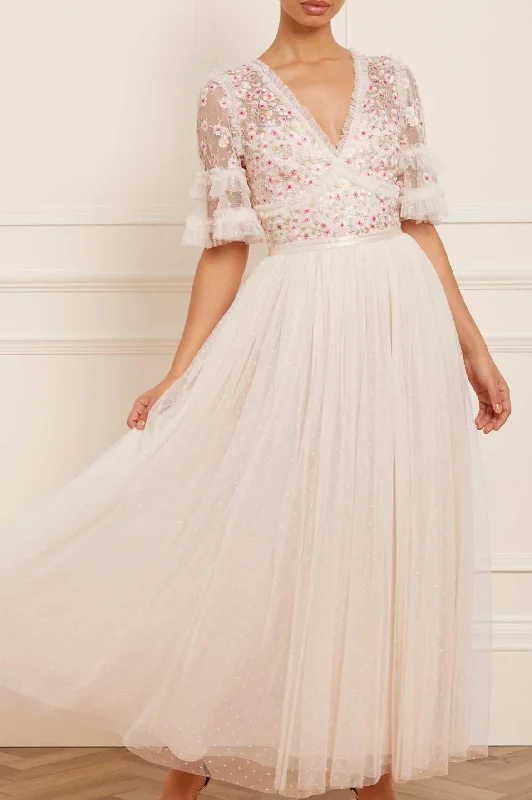 Midi dresses with halter necks for a stylish and comfortable option Wildflower Ditsy Bodice Ankle Gown Midi dresses with halter necks for a stylish and comfortable option Wildflower Ditsy Bodice Ankle Gown
