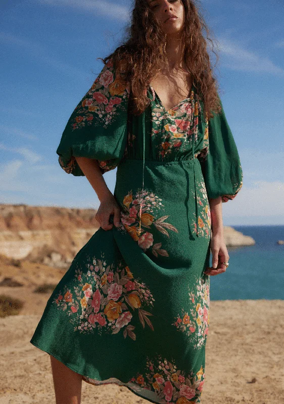 Velvet midi dresses in jewel tones for a glamorous winter event Zelda Midi Dress