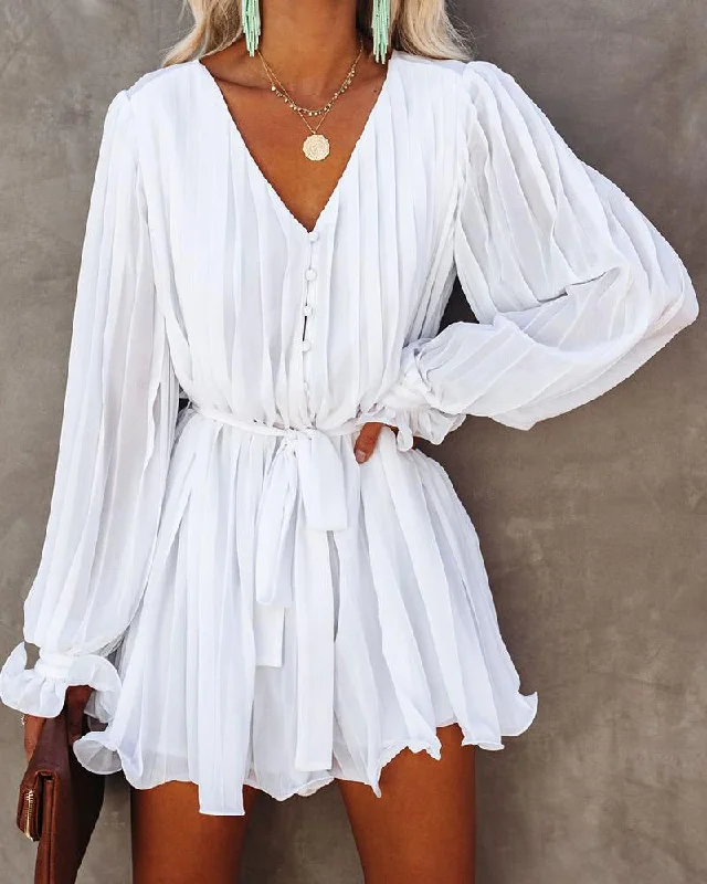 Mini dresses with belted waists for a defined silhouette Festivities Cotton Rope Tie Ruffle Dress