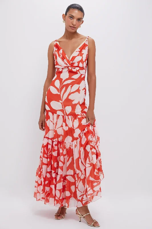 Maxi - inspired midi dresses with flowing fabrics for a beachy vibe Orange Namorar Maxi Dress