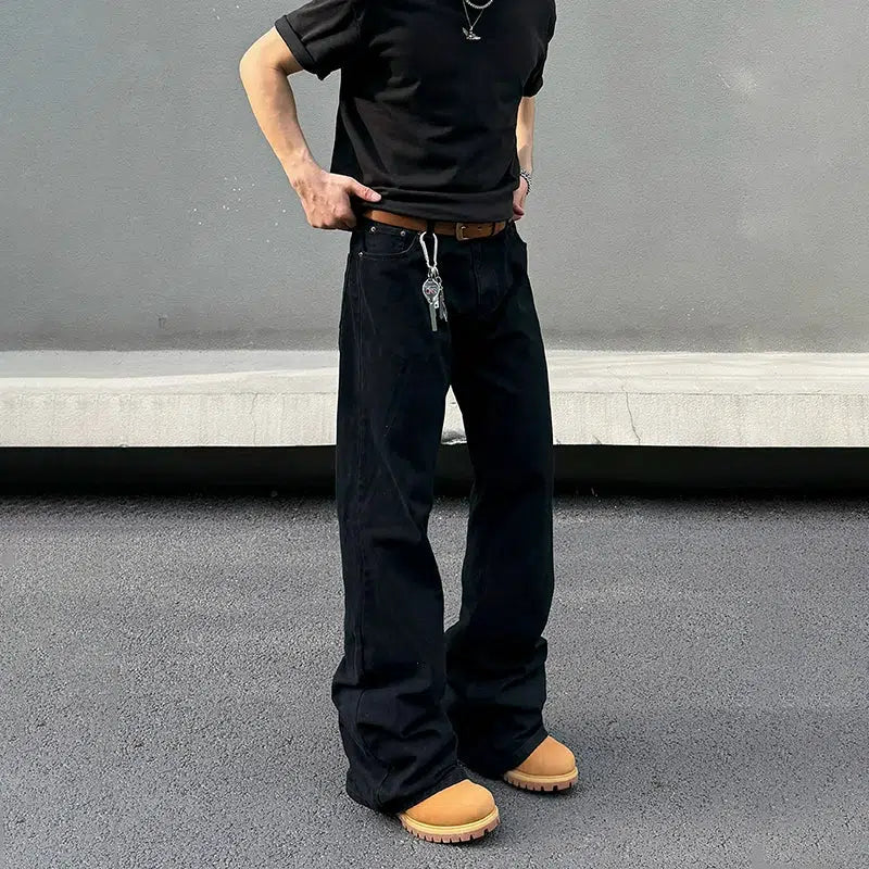 Stretch women jeans for enhanced mobility and comfortBlack Distressed Slim Straight-Leg Jeans