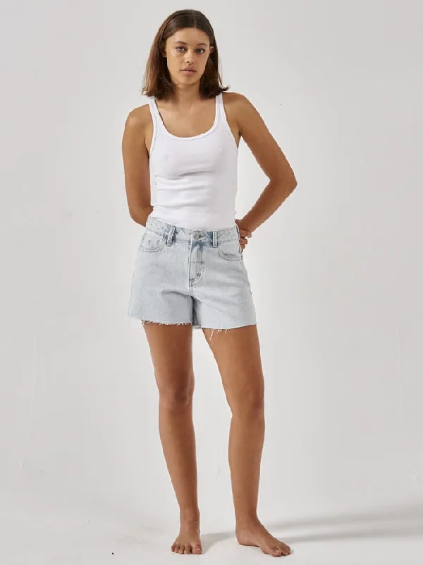 Plus Size Women's Denim Shorts with Embroidered Flowers in Light Blue for a Feminine TouchErica Mid Rise Short - Faded Dust Blue