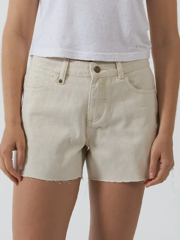 Women's Printed Floral Linen Shorts in Pastel Colors for a Summer Beach OutfitErica Mid Rise Short - Heritage White