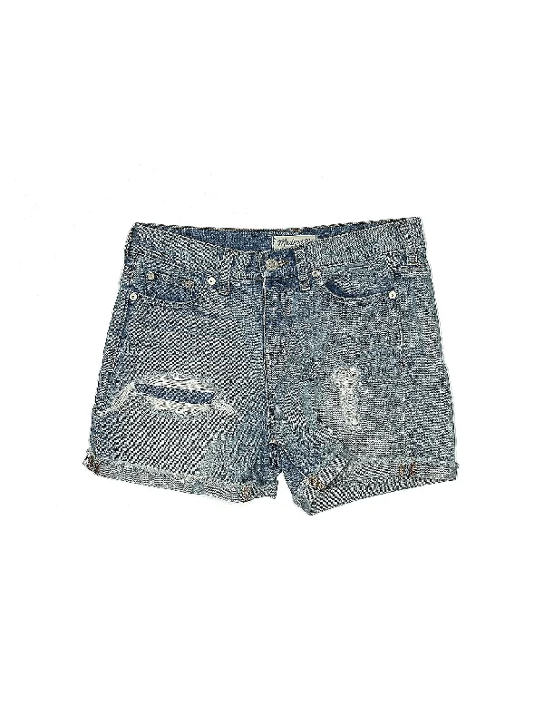 Plus Size Women's Denim Cut - off Shorts with Frayed Edges for a Casual and Laid - Back VibeHigh-Rise Denim Shorts in Light Wash