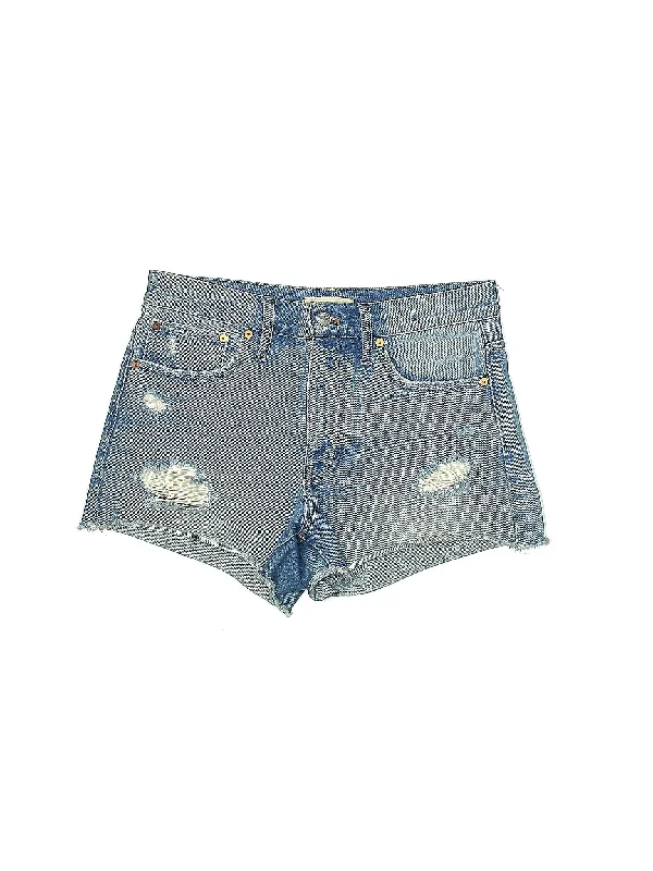 Plus Size Women's Stretch Denim Shorts with Belt Loops in Medium Wash for a Versatile FitHigh-Rise Denim Shorts in Medium Wash