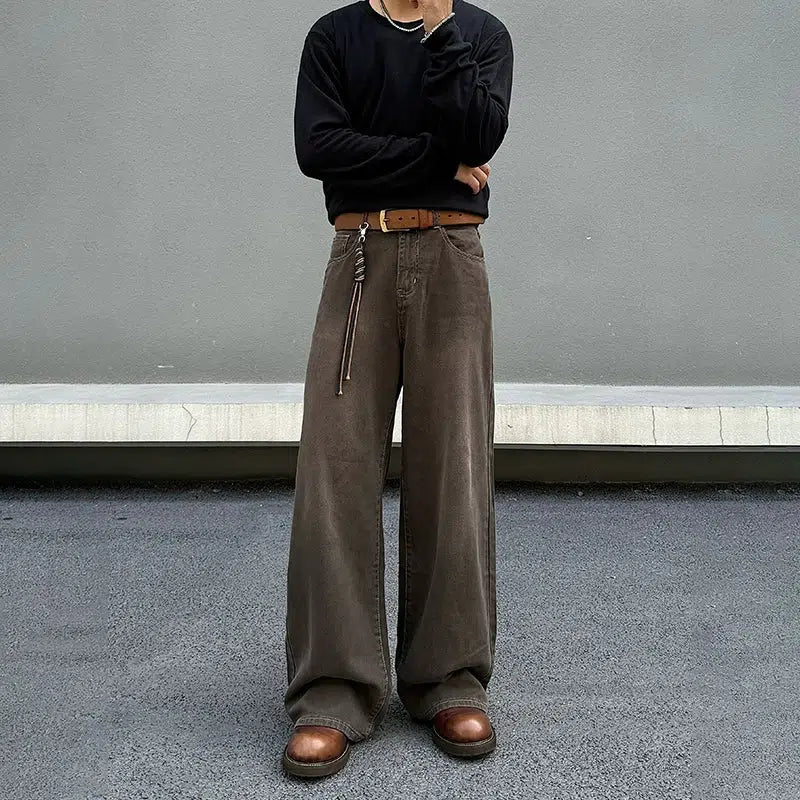 Acid - wash women jeans with a retro finishLoose Fit Wide-Leg Jeans