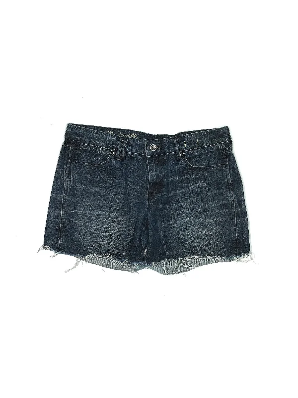 High - Waisted Plus Size Women's Denim Shorts with Distressed Details for a Trendy LookLow-Rise Denim Shorts in Dark Wash