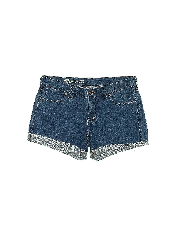 Plus Size Women's Drawstring Linen - Blend Shorts in Beige for a Relaxing VacationLow-Rise Denim Shorts in Medium Wash