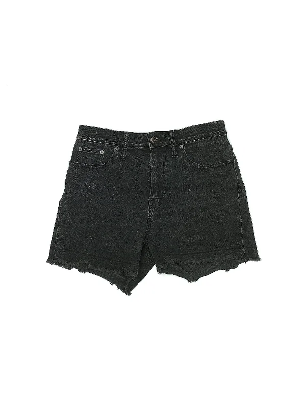 Mid-Rise Denim Shorts in Dark Wash