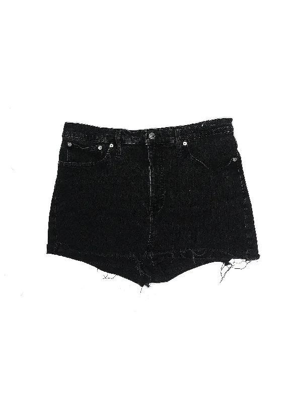 Mid-Rise Denim Shorts in Dark Wash