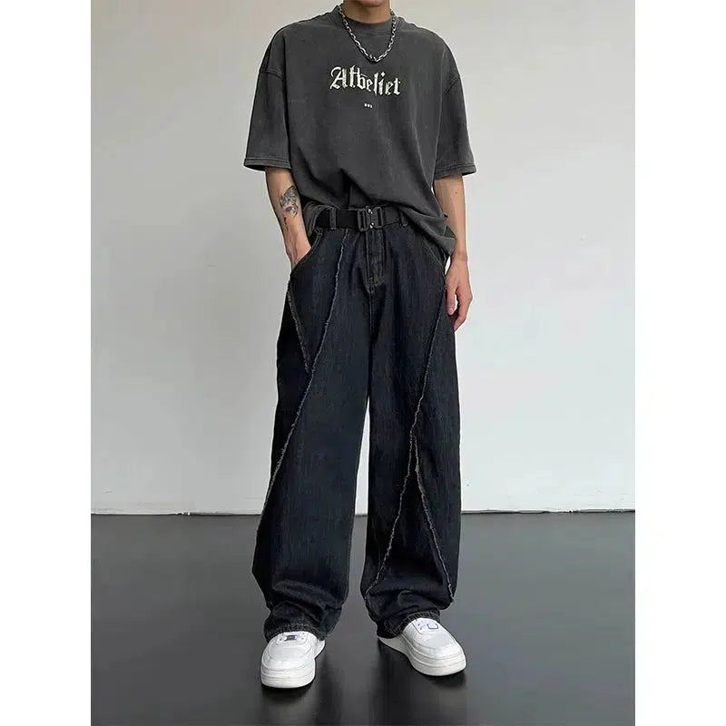 Embellished women jeans with studs or rhinestones for a glamorous touchRetro Wide-Leg Distressed Jeans