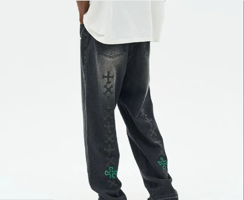 Ripped women jeans for a rebellious and fashion - forward styleWashed Cross Patch Jeans