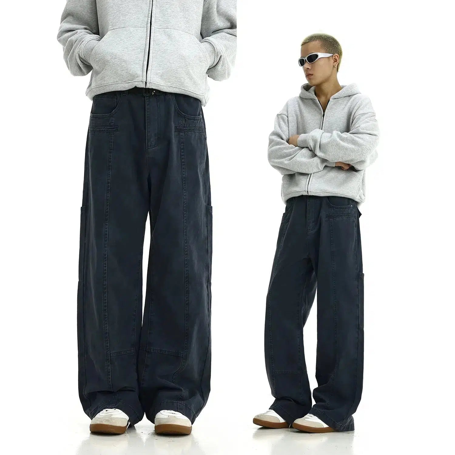 High - waisted women jeans for a flattering silhouetteWashed Wide Leg Cargo Jeans