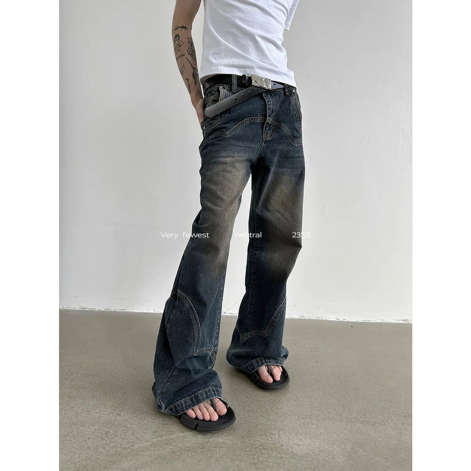 Embellished women jeans with studs or rhinestones for a glamorous touchWide Leg Nostalgic Flared Jeans