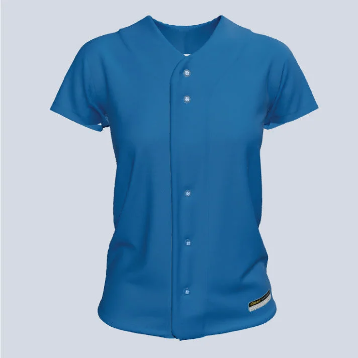 V - neck women's jersey for a more flattering lookLadies Basic Core Full Button Cap Sleeve Custom Softball Jersey V - neck women's jersey for a more flattering lookLadies Basic Core Full Button Cap Sleeve Custom Softball Jersey