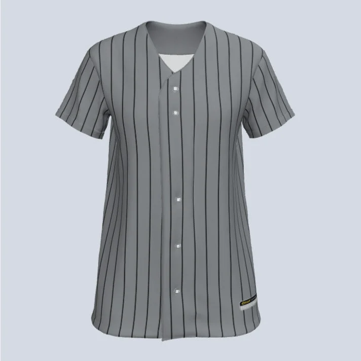 Animal - print women's jersey for a trendy edgeLadies All Pinstripe Full Button Custom Softball Jersey Animal - print women's jersey for a trendy edgeLadies All Pinstripe Full Button Custom Softball Jersey