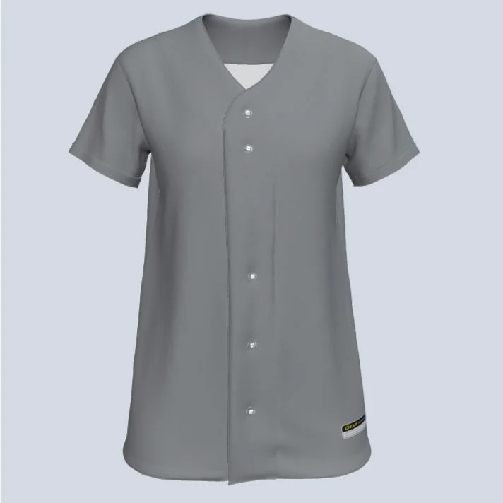 Women's jersey with side slits for added mobilityLadies Basic Core Full Button Custom Softball Jersey Women's jersey with side slits for added mobilityLadies Basic Core Full Button Custom Softball Jersey