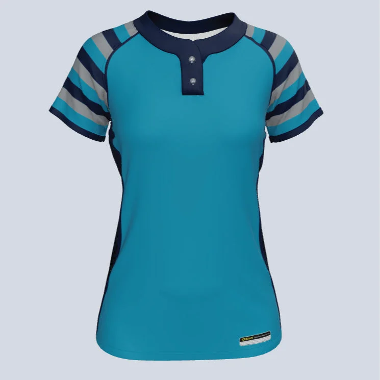 Short - sleeve women's jersey for summer workoutsLadies Spirit Two Button Custom Softball Jersey