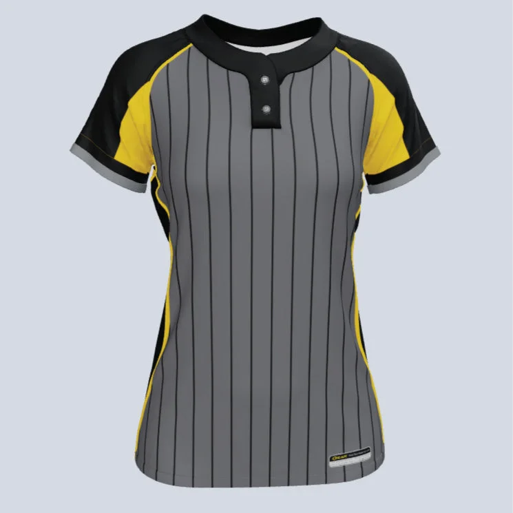 Women's jersey in classic black for a versatile lookLadies Varsity 2 Two Button Custom Softball Jersey
