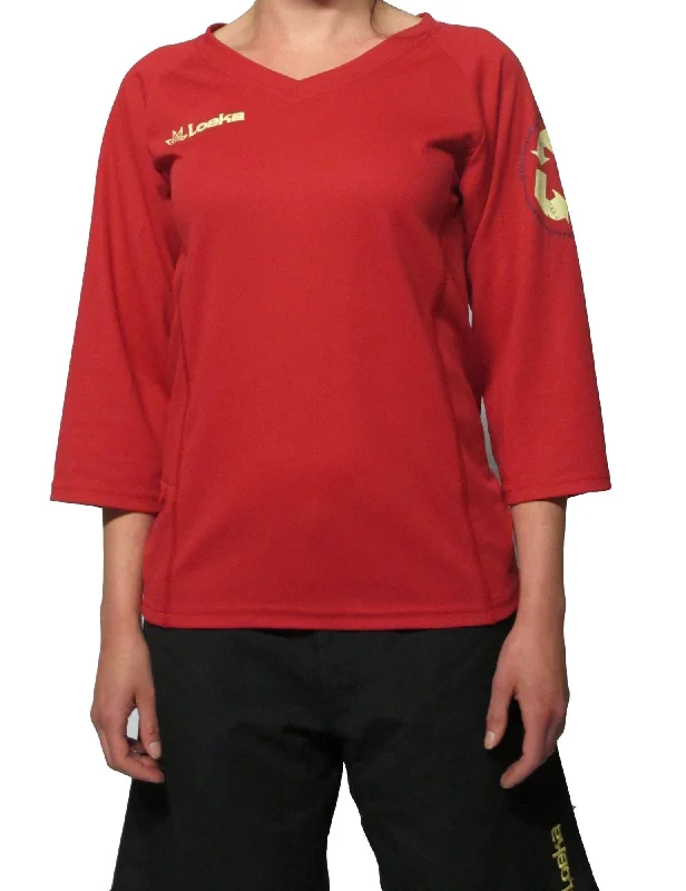 Women's jersey for outdoor sports like hikingLoeka Womens Kasista 3/4 Sleeve MTB Jersey - Tango Red Women's jersey for outdoor sports like hikingLoeka Womens Kasista 3/4 Sleeve MTB Jersey - Tango Red