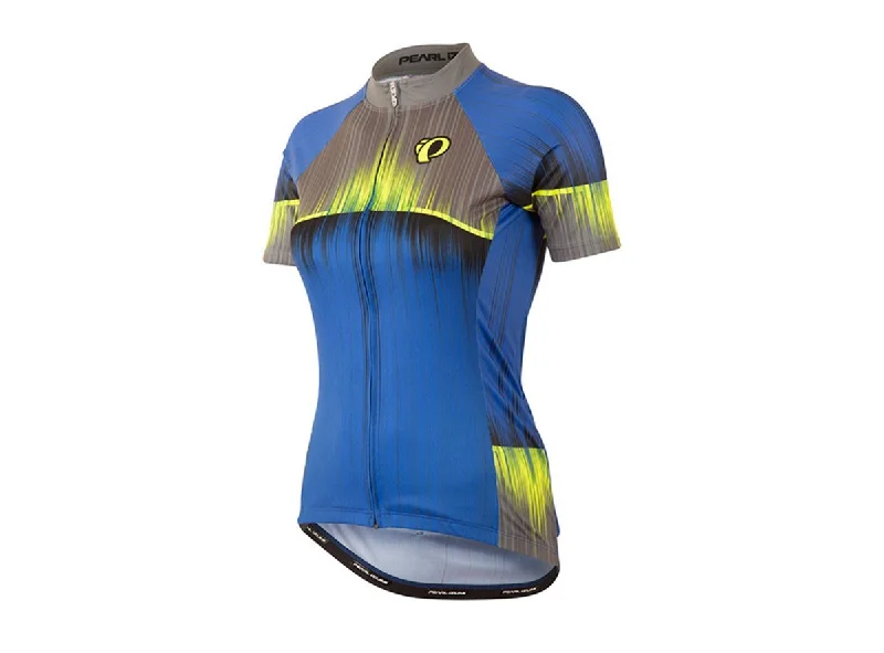 Women's jersey with a printed pattern like stripesPearl Izumi Elite Pursuit Ltd Short Sleeve Road Jersey - Womens - Vaporize Dazzling Blue Women's jersey with a printed pattern like stripesPearl Izumi Elite Pursuit Ltd Short Sleeve Road Jersey - Womens - Vaporize Dazzling Blue