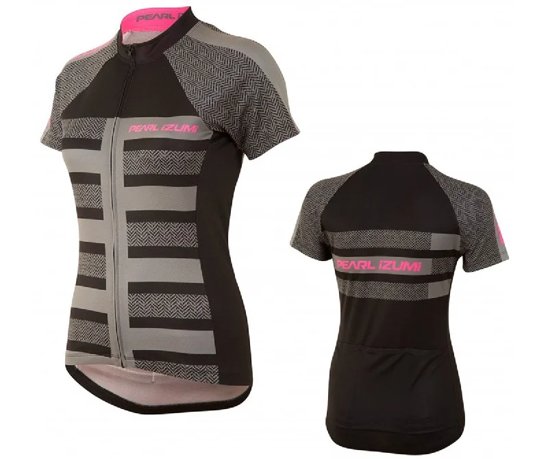 Women's jersey with a geometric printPearl Izumi Select Escape Ltd Short Sleeve Faze Jersey - Womens - Focus Black Women's jersey with a geometric printPearl Izumi Select Escape Ltd Short Sleeve Faze Jersey - Womens - Focus Black