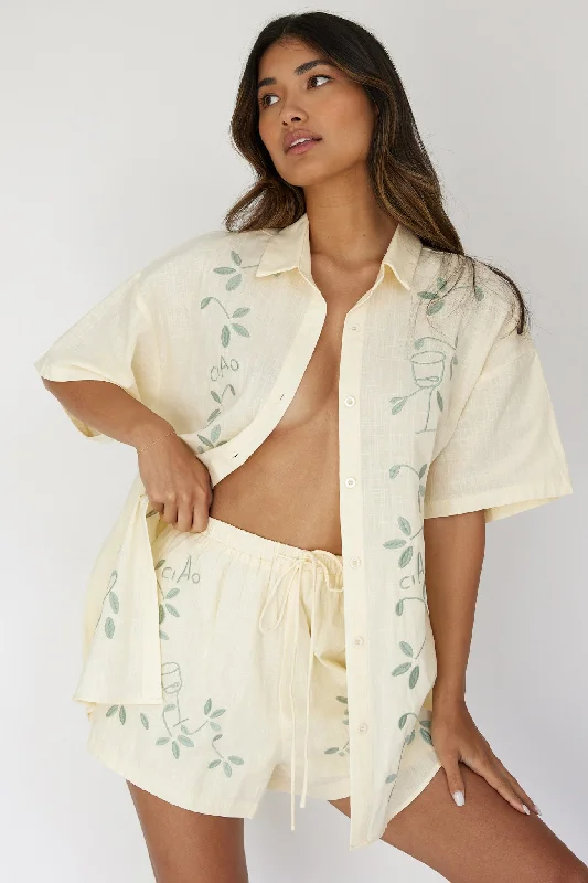 Strapless Women Dress with a Built - in Bra for Comfort and SupportCiao Ciao Embroidered Drawstring Shorts Butter Strapless Women Dress with a Built - in Bra for Comfort and SupportCiao Ciao Embroidered Drawstring Shorts Butter