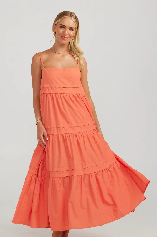 Backless Women Dress for a Sexy and Alluring Look at Evening EventsEsme Coral Strappy Maxi Dress Backless Women Dress for a Sexy and Alluring Look at Evening EventsEsme Coral Strappy Maxi Dress