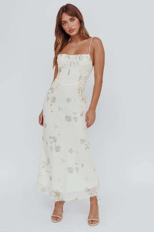 Backless Women Dress for a Sexy and Alluring Look at Evening EventsGraziella Laced Corset Midi Dress Floral Green Backless Women Dress for a Sexy and Alluring Look at Evening EventsGraziella Laced Corset Midi Dress Floral Green