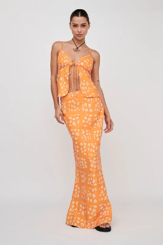 Heart & Soul Maxi Skirt Floral Orange