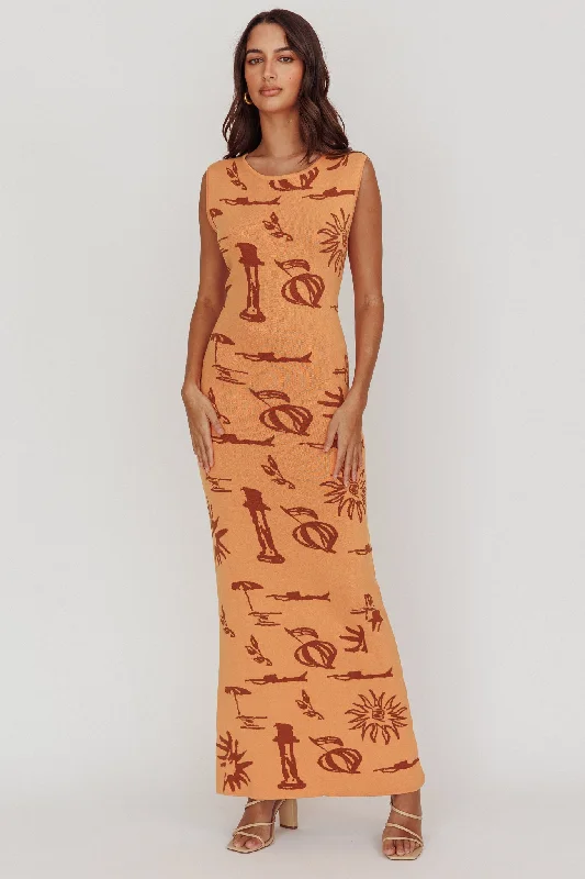 Long - Sleeve Women Dress in Velvet for a Luxurious Winter LookIrene Column Silhouette Maxi Dress Apricot Long - Sleeve Women Dress in Velvet for a Luxurious Winter LookIrene Column Silhouette Maxi Dress Apricot