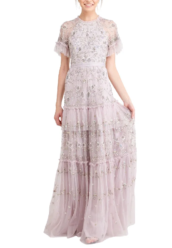 Sheath Women Dress with a Tailored Fit for a Professional LookLilac Grey Constellation Sequins Embellished Tulle Gown Sheath Women Dress with a Tailored Fit for a Professional LookLilac Grey Constellation Sequins Embellished Tulle Gown