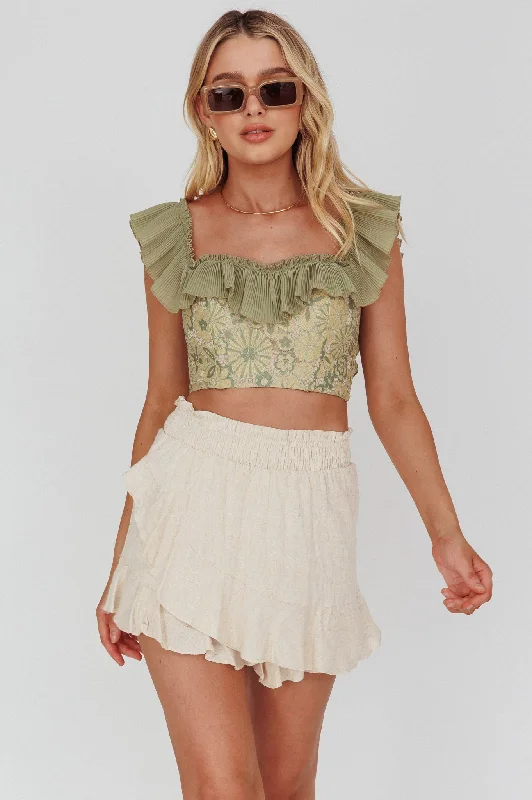 Printed Abstract Women Dress for a Modern and Artistic AppealYou Got It Tied Ruffle Skort Natural Printed Abstract Women Dress for a Modern and Artistic AppealYou Got It Tied Ruffle Skort Natural