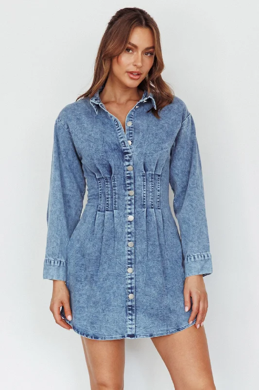 Mermaid - Style Women Dress with a Fitted Silhouette for Special OccasionsZurich Long Sleeve Mini Dress Blue Mermaid - Style Women Dress with a Fitted Silhouette for Special OccasionsZurich Long Sleeve Mini Dress Blue