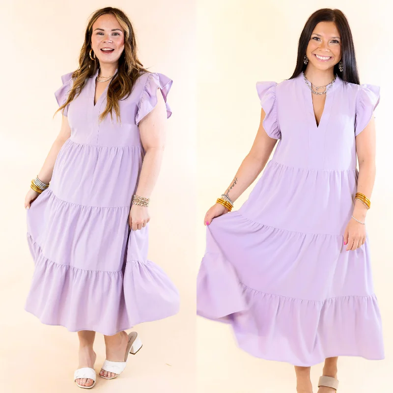 Empire Waist Women Dress to Accentuate the Bust and Conceal the Waist Empire Waist Women Dress to Accentuate the Bust and Conceal the Waist Magnolia Morning Ruffle Cap Sleeve Tiered Midi Dress in Lavender Purple Empire Waist Women Dress to Accentuate the Bust and Conceal the Waist Empire Waist Women Dress to Accentuate the Bust and Conceal the Waist Magnolia Morning Ruffle Cap Sleeve Tiered Midi Dress in Lavender Purple