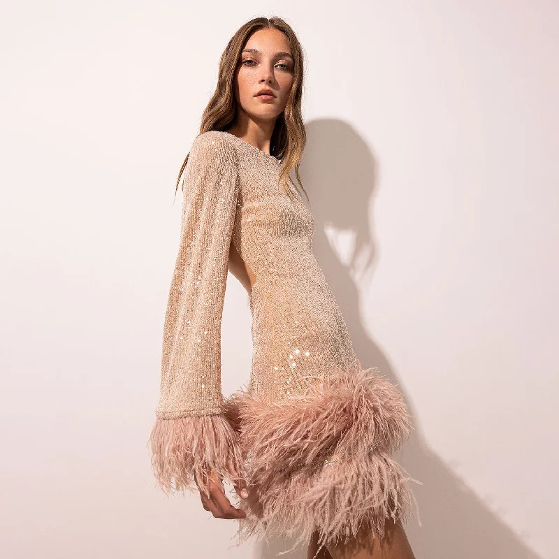Little Black Women Dress with Sequins for a Glamorous Night Out Little Black Women Dress with Sequins for a Glamorous Night Out Women's Waist Bare Back Long Sleeve Sequined Feather Dress Little Black Women Dress with Sequins for a Glamorous Night Out Little Black Women Dress with Sequins for a Glamorous Night Out Women's Waist Bare Back Long Sleeve Sequined Feather Dress