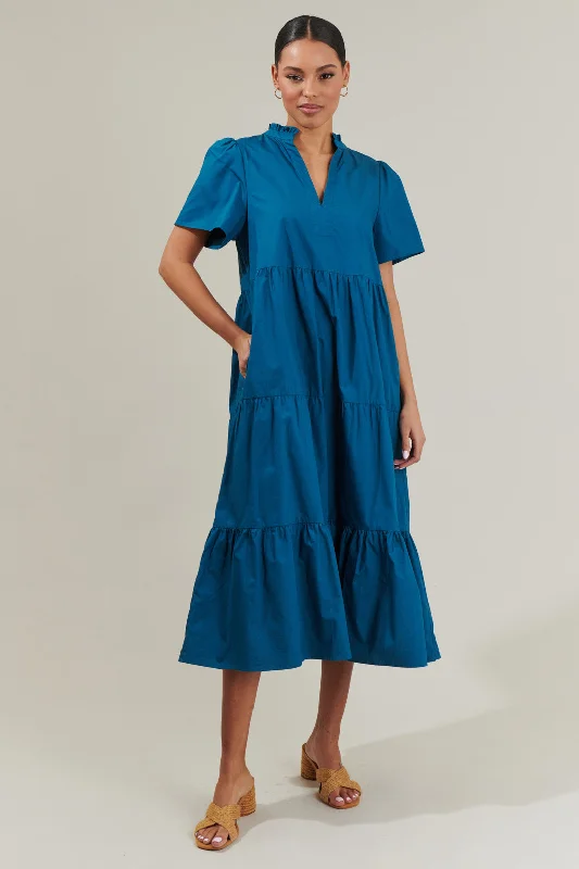 Midi dresses with mesh inserts for a trendy and breathable optionAmayah Tiered Midi Dress