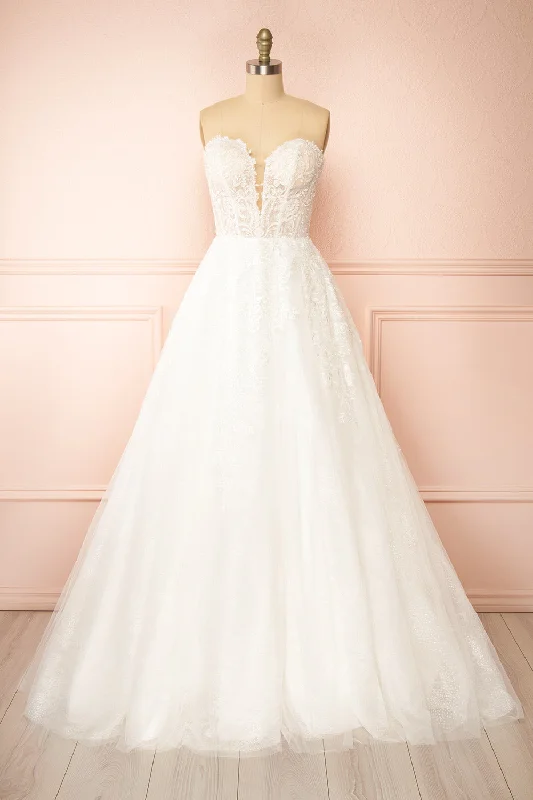 Midi dresses with ruffled bodices for a more pronounced feminine lookBeatrix | Strapless Tulle Wedding Gown w/ Bolero Midi dresses with ruffled bodices for a more pronounced feminine lookBeatrix | Strapless Tulle Wedding Gown w/ Bolero