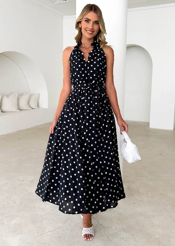 Midi dresses with button - front designs for a classic touchBenson Midi Dress - Black Spot