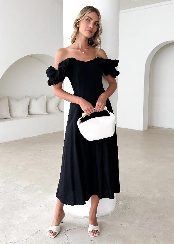 Midi dresses with pleated skirts for a timeless and elegant appealCeltic Midi Dress - Black