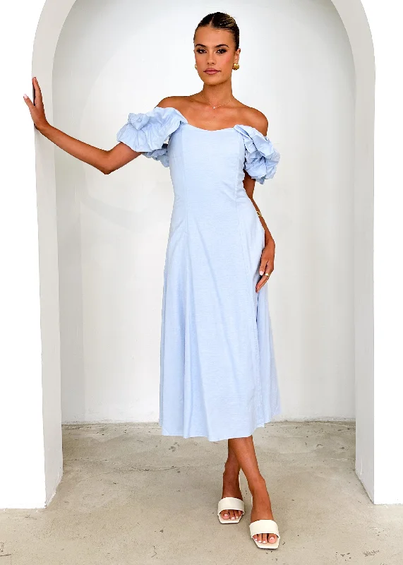 Midi dresses with cotton - blend materials for everyday comfortCeltic Midi Dress - Powder Blue
